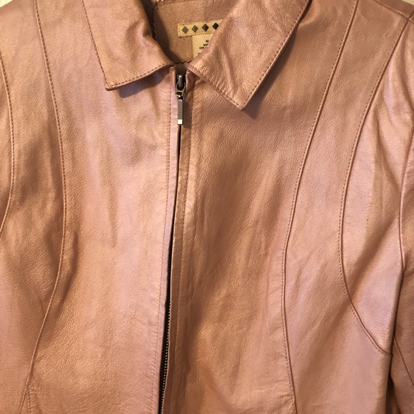 Leather Pink Satin Finish jacket - Picture 3 of 4